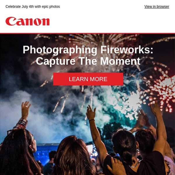 Canon July 4th email example