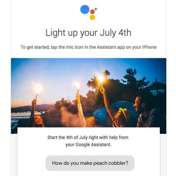Example july 4th themed email from Google